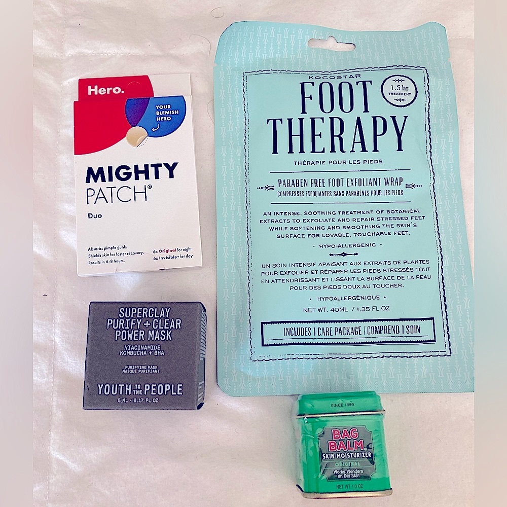 Skincare Bundle: Youth to the People Clay Mask, Kocostar Foot Therapy, Bag Balm